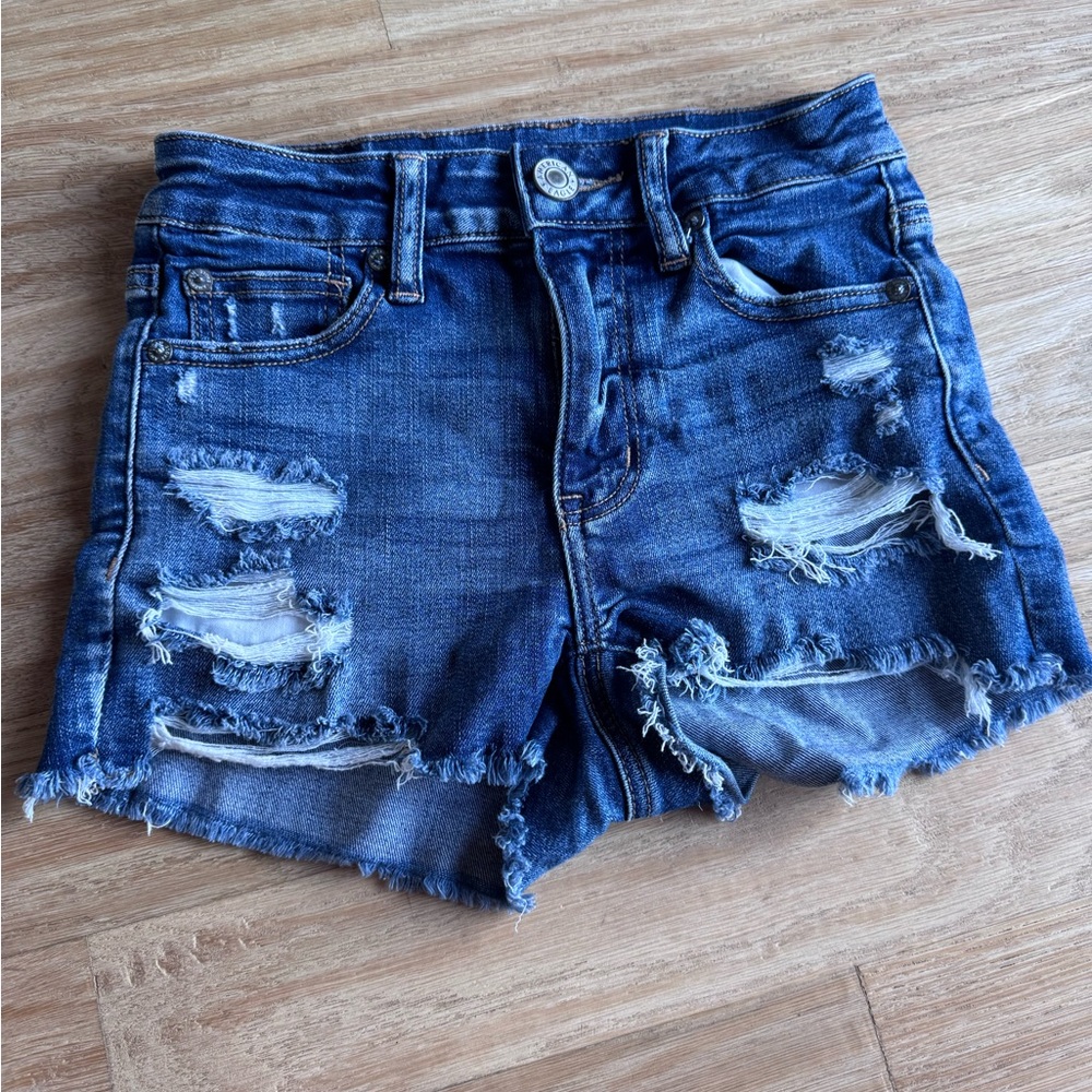 American Eagle Outfitters Blue Distressed Jean Shorts